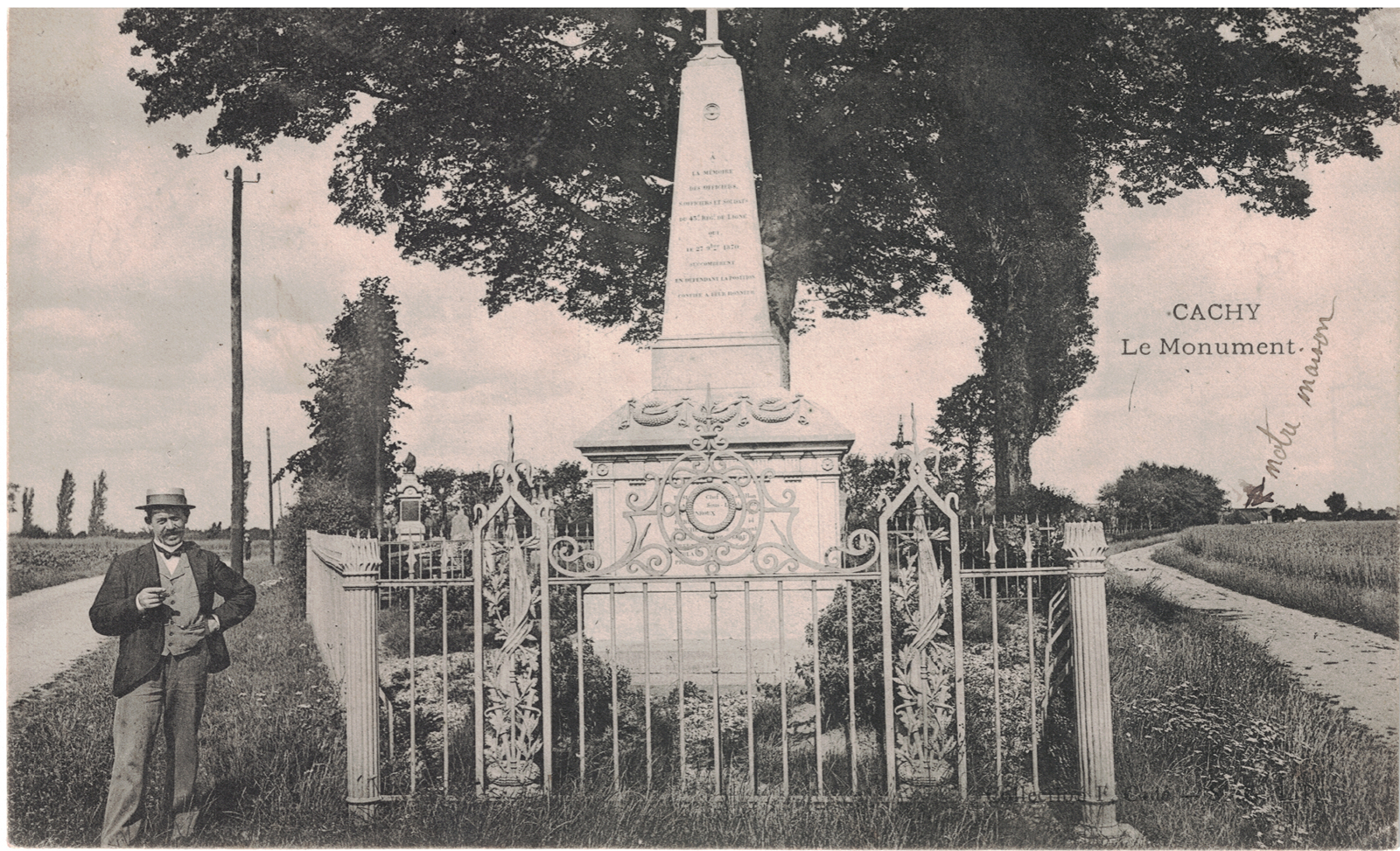 CACHY Le monument en 1902
